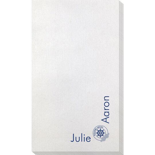 Corner Text with Welcome Aboard Design Bamboo Luxe Guest Towels